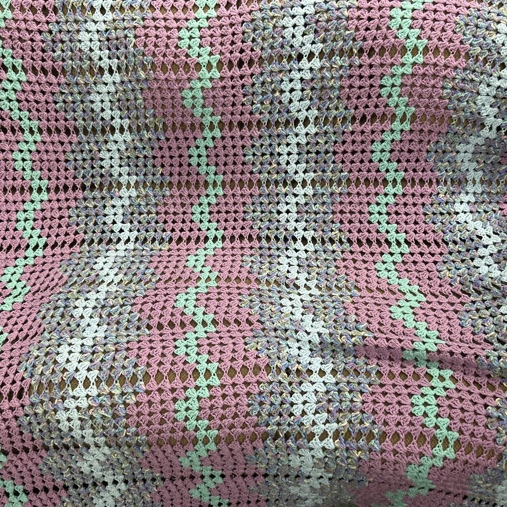 Grannycore Large Crochet Afghan Multi Colored‎ Blanket/Bedspread/Throw 72